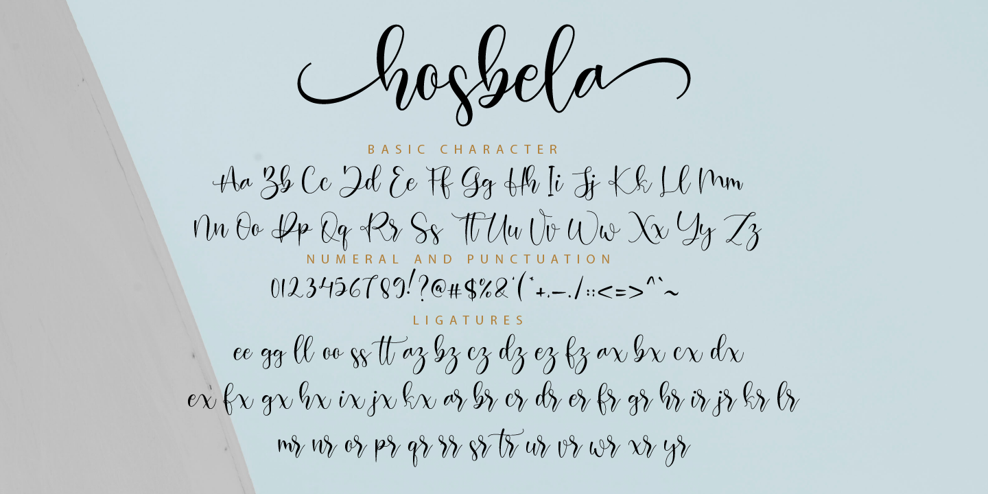 Пример шрифта Hosbela Regular